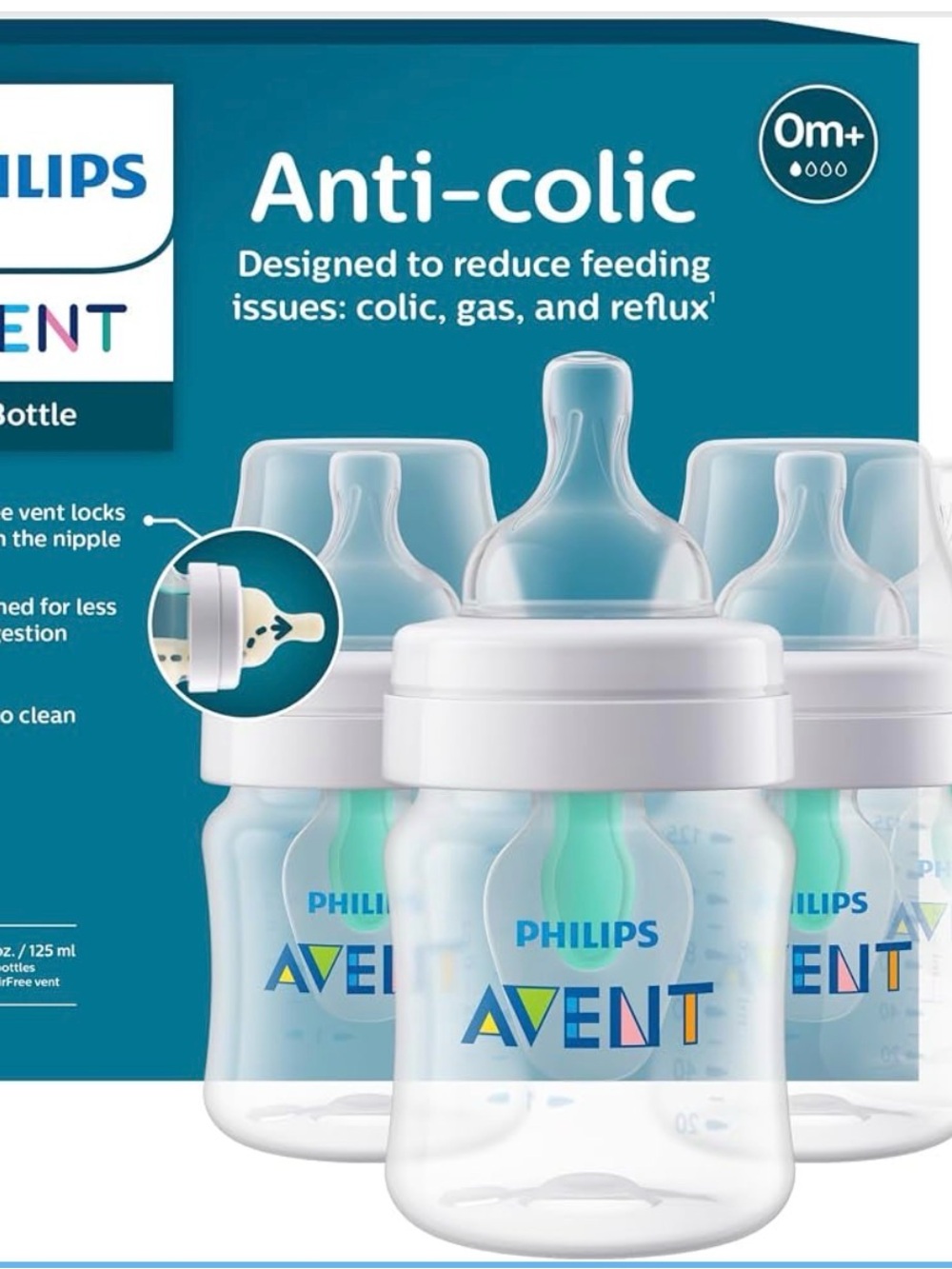 Philips Avent Anti-Colic Baby Bottle – White/Clear